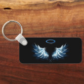 Porte-clés Ailes d'angle brillant bleu sur arrière - plan noi (Verso)