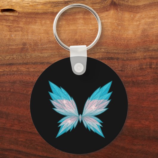 Porte-clés ailes de papillon bleu glace (Verso)