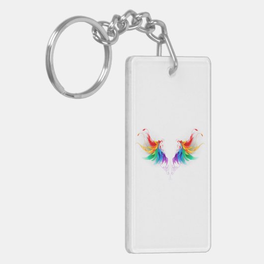 Porte-clés Ailes fluffy arc-en-ciel (Devant gauche)