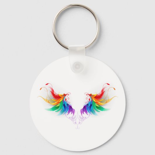 Porte-clés Ailes fluffy arc-en-ciel (Recto)