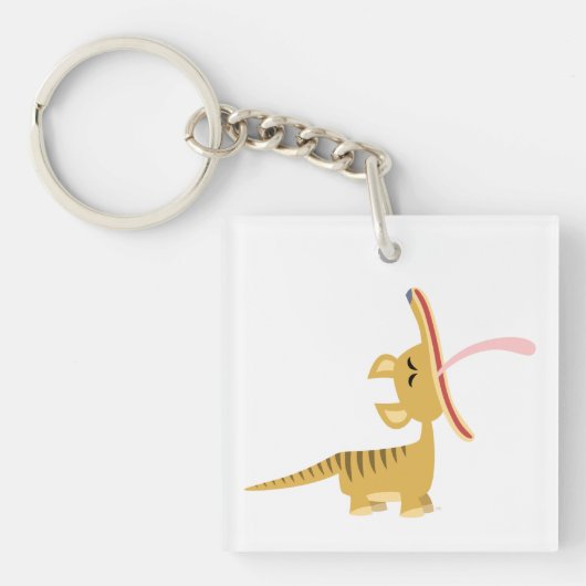 Porte-clés Aimant Acrylique Thylacine en Yawning Carton migno (Devant)