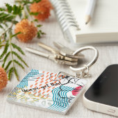 Porte-clés aimant fleurs design abstrait (Devant Droit)