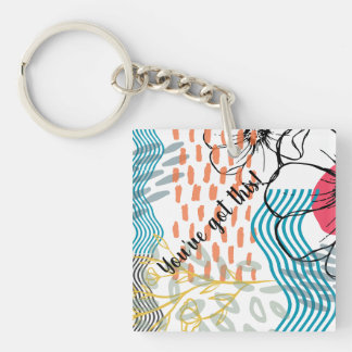 Porte-clés aimant fleurs design abstrait