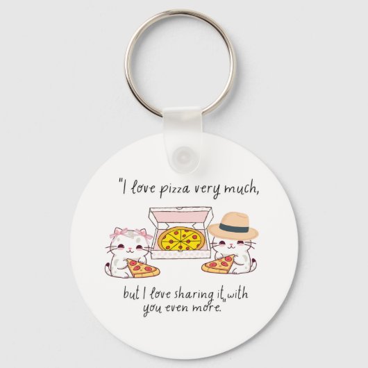 PORTE-CLÉS AIME BEAUCOUP LA PIZZA, LES CHATS (Recto)