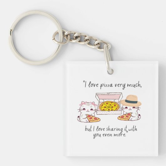 PORTE-CLÉS AIME BEAUCOUP LA PIZZA, LES CHATS (Devant)