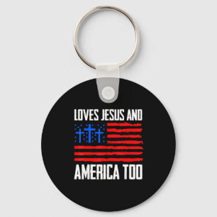 Porte-clés Aime Jésus et l'Amérique aussi 4 juilletAime Jésus