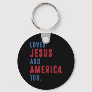 Porte-clés Aime Jésus Et L'Amérique Trop Rétro Dieu Christian