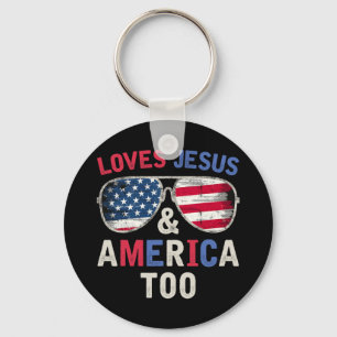 Porte-clés Aime Jésus Et L'Amérique Trop Rétro Dieu Christian