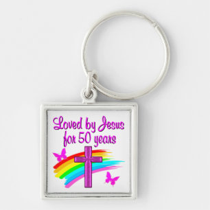 PORTE-CLÉS AIMÉ PAR DIEU 50E ANNIVERSAIRE DESIGN