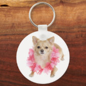 Porte-clés Aimer cheveux longs Chihuahua Chien chiot (Recto)