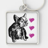 Porte-clés Aimer Chien Chien Chien Premium Carré Cercle clé (Devant)