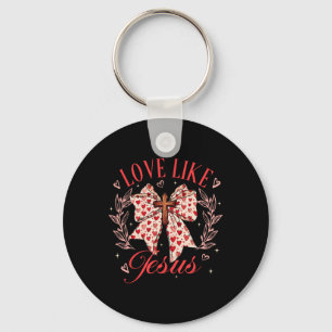 Porte-clés Aimer Comme Jésus Coquette Bow Croix Valentines Ch
