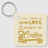Porte-clés Aimer et café ajouter initiales or (Recto)