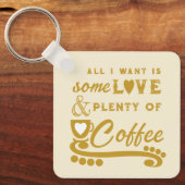 Porte-clés Aimer et café ajouter initiales or (Recto)