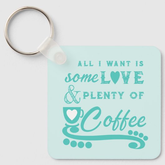 Porte-clés Aimer et café ajouter les initiales menthe (Recto)