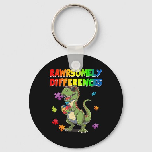 Porte-clés Aimer L'Autisme T Rex Dinosaur Rawrsomement Différ (Recto)