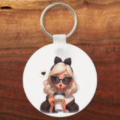 Porte-clés Aimer le café (Recto)