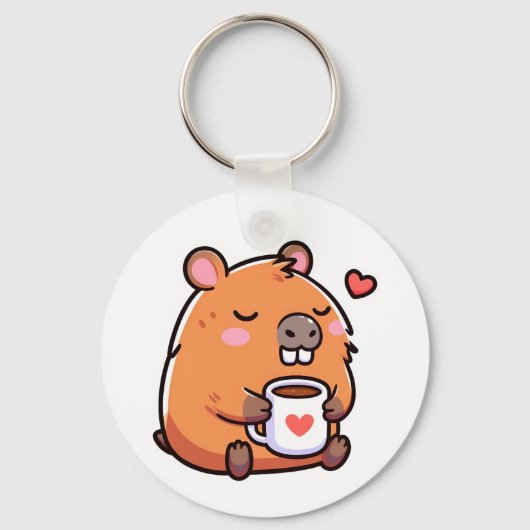Porte-clés Aimer le café Capybara (Recto)