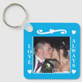 Porte-clés Aimer toujours 2 photos ajouter initiales blanc bl (Recto)