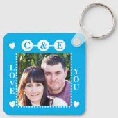 Porte-clés Aimer toujours 2 photos ajouter initiales blanc bl (Dos)