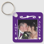 Porte-clés Aimer toujours 2 photos ajouter initiales blanc vi (Recto)