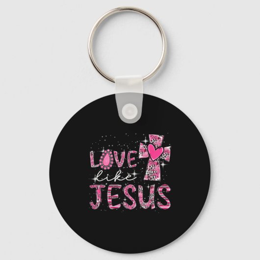 Porte-clés Aimez comme Jésus Léopard occidental Croix Saint-V (Recto)