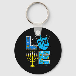 Porte-clés Aimez Hanukkah Dreidel Menorah Juif Chanukah Homme