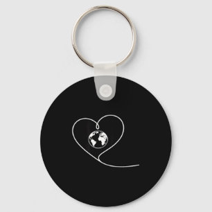 Porte-clés Aimez la planète Terre cœur globe minimaliste
