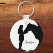 Porte-clés Aimez mon cheval Silhouette Girl Horses (Recto)