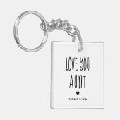 Porte-clés Aimez-vous tante | Retour photo et texte manuscrit (Devant gauche)