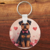 Porte-clés Airedale avec des Roses - Saint-Valentin (Recto)
