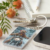 Porte-clés Airedale Chien équitation Moto Noël (Devant droit)