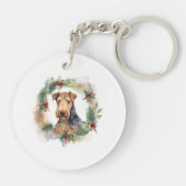 Porte-clés Airedale Christmas Wreath Festive Pup (Dos)