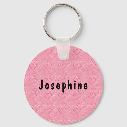 Porte-clés Airedale Terrier Cute Chien Tête Sur Coeurs Rose (Verso)