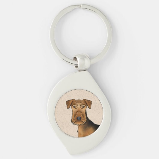 Porte-clés Airedale Terrier mignon Tête De Dessin Sur Chien B (Devant)