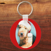 Porte-clés Airedale Terrier Père Noël (Recto)