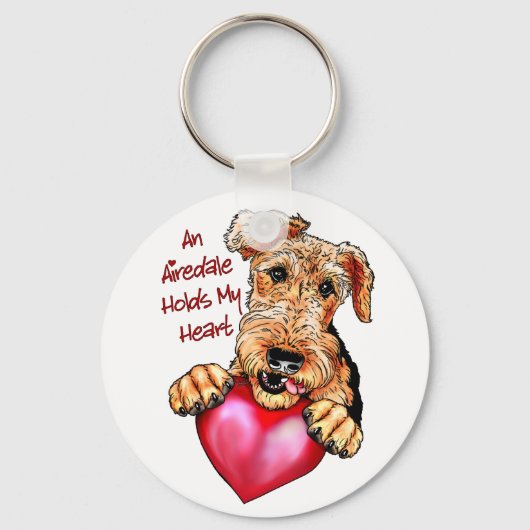 Porte-clés Airedale Terrier Tient Mon Coeur (Recto)