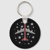 Porte-clés Airplane Plaid Christmas Pilot (Recto)