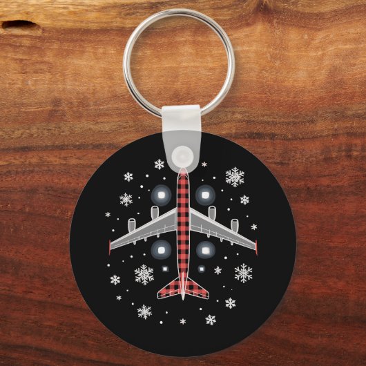 Porte-clés Airplane Plaid Christmas Pilot (Recto)