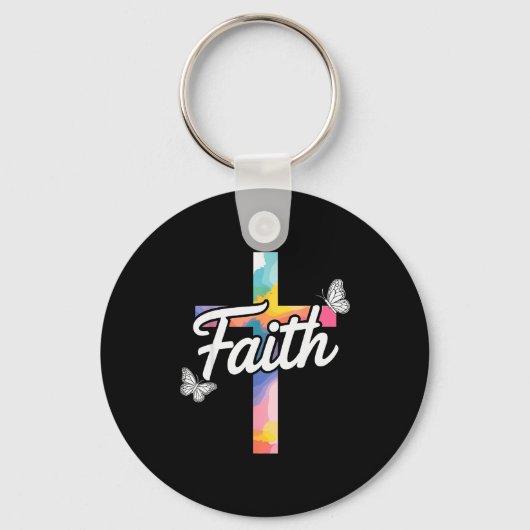Porte-clés Aith Croix Avec Papillons Chrétien (Recto)