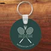 Porte-clés Ajouter Badminton Club Nom Raquettes Icône Custom  (Verso)