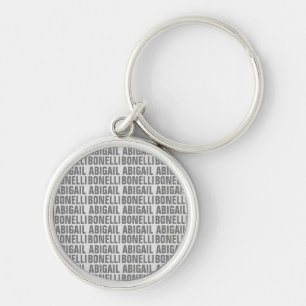 Porte-clés Ajouter le nom minimaliste gras moderne gris chic