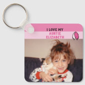 Porte-clés Ajouter le nom tante double face feuille rose (Recto)
