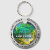 Porte-clés Ajouter Nom Arbre de Vie Mémorial Argent (Verso)