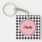 Porte-clés Ajouter Photo, Nom Buffalo Check Pink Acrylique (Devant)