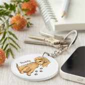 Porte-clés Ajouter un nom Cute Fluffy Brown chien acrylique (Devant Droit)