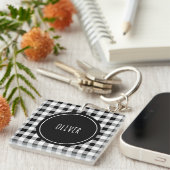 Porte-clés Ajouter une photo, nom Buffalo Check Black Acryliq (Devant Droit)