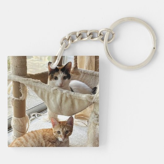 Porte-clés Ajouter une photo, nom Buffalo Check rouge acryliq (Dos)