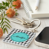 Porte-clés Ajouter une photo, nom Buffalo Check Turquoise Acr (Devant Droit)