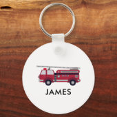 Porte-clés Ajouter votre nom Red Fire truck Personnalisé (Verso)